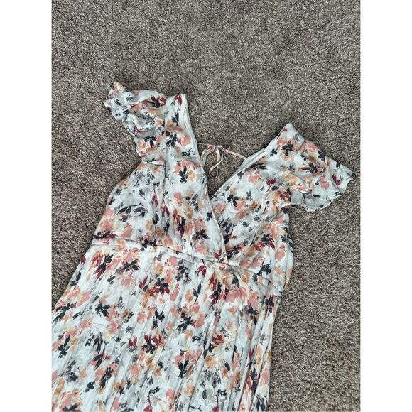 Torrid Maxi Gauze Walk-Through Dress Asymmetrical Floral Plus Sz 1 White/Orange - Picture 10 of 13